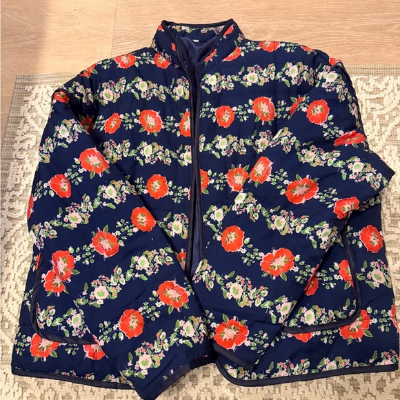 Floral Women's Jacket - Navy and Red - Picture 3 of 7